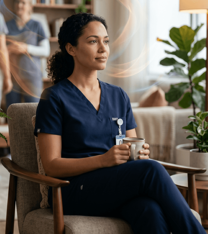 Healthcare professional taking a moment