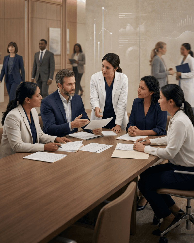 Treatment team in discussion